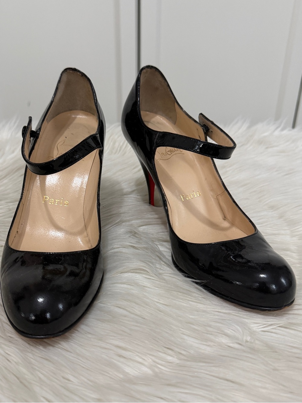 Christian Louboutin Black Patent Mary Jane Pumps